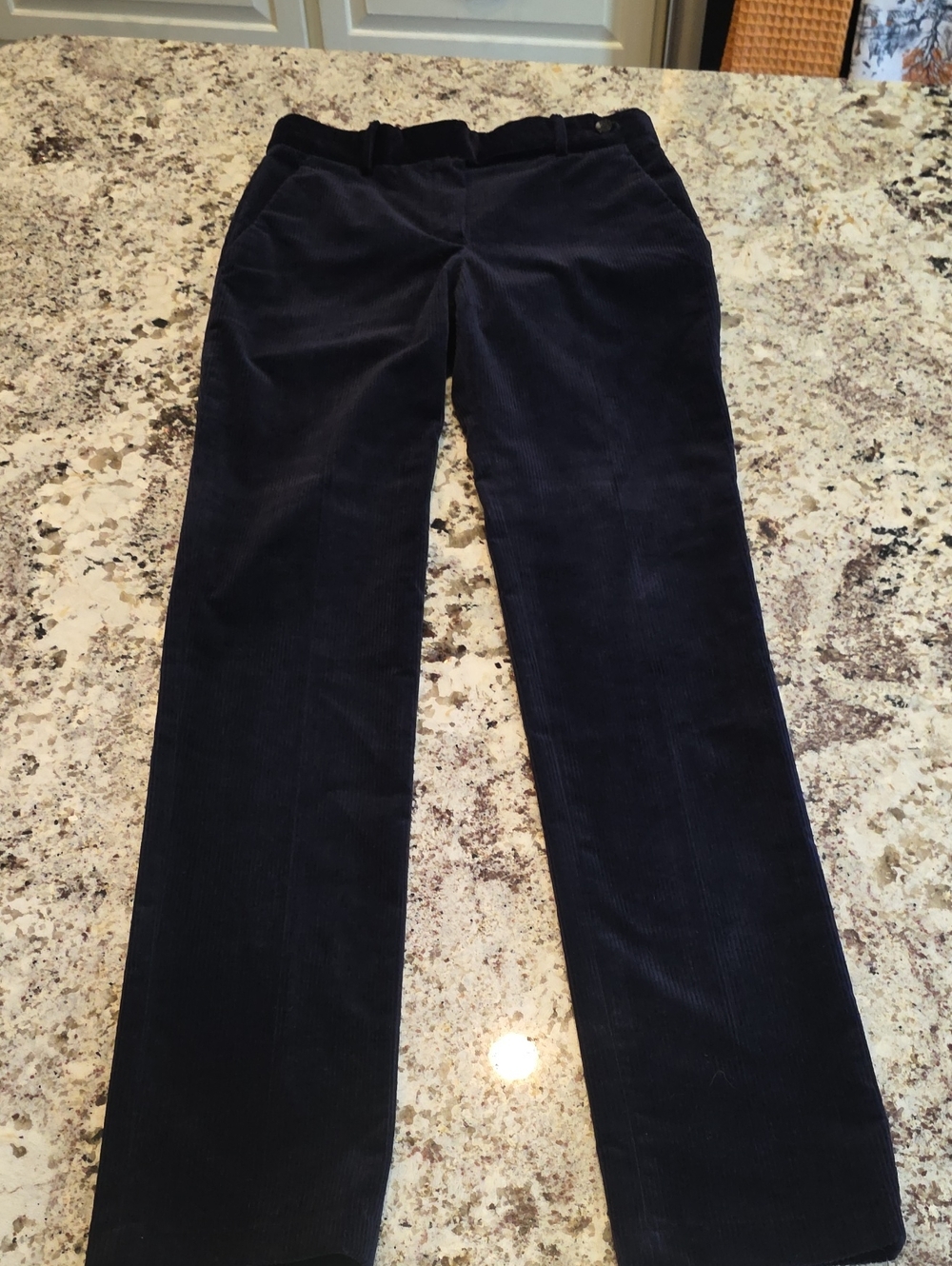 Theory Navy Corduroy Straight-Leg Pants